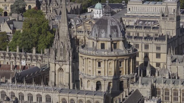 Aerial view of Radcliffe Camera Library in Oxford, United Kingdom. UK university and heritage concept