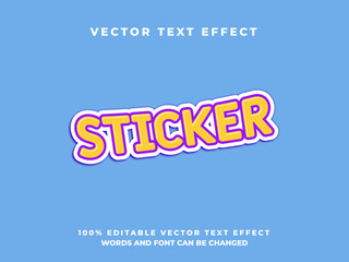 editable sticker vector text effect with simple bold style