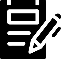 Note with Pencil Vector Icon Design Black and White Education and Business