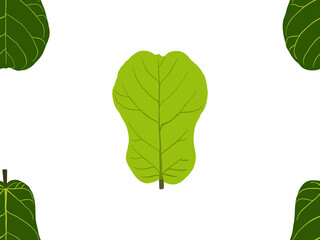 Seamless Pattern Fresh green leaves and foliage close-up, isolated on a white background, perfectly capture the vibrant essence of nature, plant life, and botany