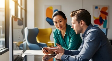 Diverse Couple Enjoying Coffee Break Outdoors, Relaxed Lifestyle Moment