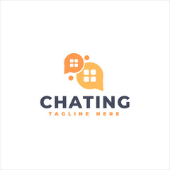 House Chatting Communication Modern Business Logo Template