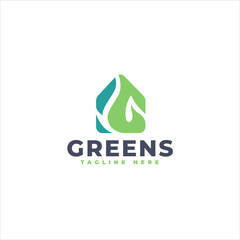 Abstract Green Leaf House Environment Branding Logo Template