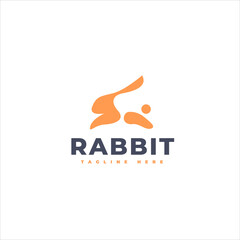 Abstract Leaping Hare Creative Emblem Design Logo Template