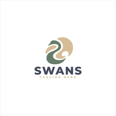 Elegant Swans Abstract Shape Creative Brand Logo Template