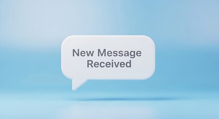 Get notified with a modern new message bubble on a soft blue background, perfect for app interface designs and communication concepts for digital marketing