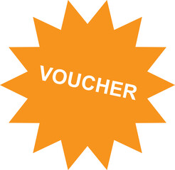 Voucher icon in orange bursting star perfect for promotions marketing campaigns