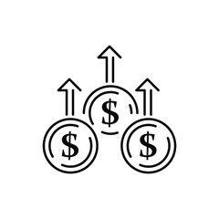 Obraz premium Financial growth icon, increasing profit, investment progress, line symbol on white background ? editable..eps