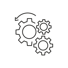 Process Management Icon.Gear Optimization Operation, Industrial Strategy Fix, Transmission Cogwheel, Thin Line Symbol Vector Illustration..eps