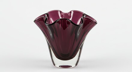 Elegant Amethyst Glass Vase with Ruffled Rim.