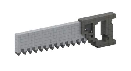 A brickbuilt saw on a black background