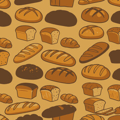 Realistic Vector Bread Loaves and Pastries Pattern Perfect for Bakery Branding and Food Packaging