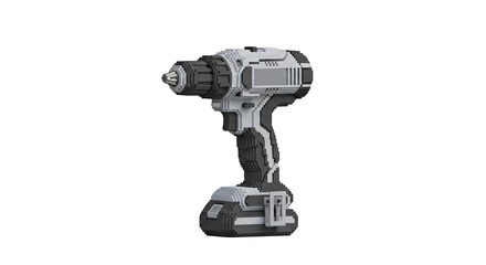 Naklejka premium A voxel art depiction of a cordless drill