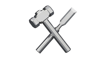 Crossed hammer and chisel on a black background