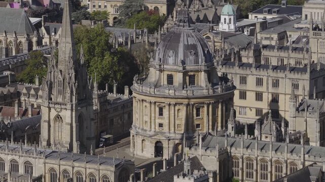 Aerial view of Radcliffe Camera Library in Oxford, United Kingdom. UK university and heritage concept