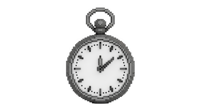 Pixelated pocket watch with glitch effect