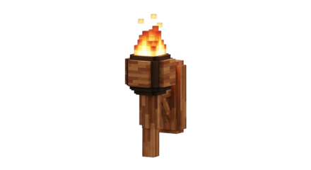 Pixelated torch with flames on a black background