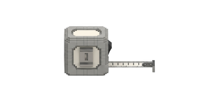Pixelated tape measure on black background