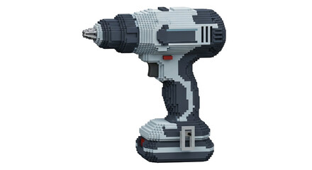 Voxel art drill with black background
