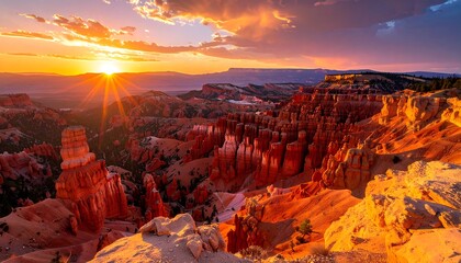 Canyon sunset with firefly