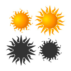 Minimalist Sun Vector Silhouette Design. Bright Sun on White Background. Perfect for Nature and Summer Themes.