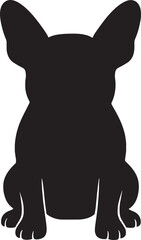 Front View Black Silhouette of a Sitting French Bulldog