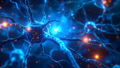 visualization of neuron network with glowing synapses