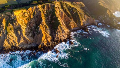 Cliffs and ocean from above