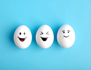 Three eggs with simple drawn faces