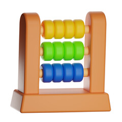 Wooden Abacus with Yellow Green and Blue Beads on a Transparent Background
