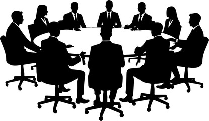 Fototapeta premium group of business people, silhouette, people, vector, business, woman, table, chair, couple, illustration, sitting, office, coffee, computer, restaurant, businessman, men, elderly, drink, person, work