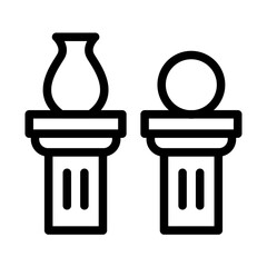 Stage Decorations Line Icon of Props and Scenery Icon Set