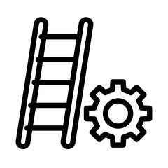 Ladder and Gear Line Icon of Backstage Operations Icon Set
