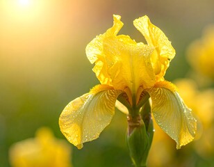 Close-up of a vibrant yellow iris flower