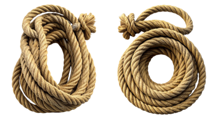 Fitness Jump Rope Collection – Straight and Curled Rope Styles Isolated on White Background