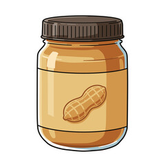 Peanut butter jar illustration isolated for grocery, food packaging design, healthy snacks, and breakfast spreads