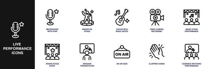 Live Performance Line Icon Set