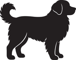 Silhouette of a Fluffy Dog Standing Side View