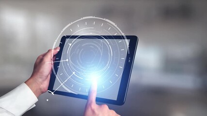 Multimedia technology with video, audio, photo and streaming icons representing digital media, communication and online platforms in a modern multimedia world. Gist - Powered by Adobe