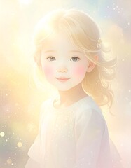 A young girl, radiant and serene
