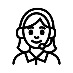 Female Character With Headset Line Icon of Character Design Icon Set