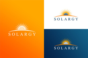 Obraz premium Modern solar energy and green renewable logo design