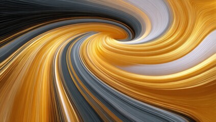 Abstract Swirl of Gold, Gray, and White Lines, Representing Flow and Digital Transformation in Modern Technology : Generative AI