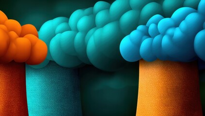Industrial Chimneys Emitting Colorful Smoke, Representing Pollution and Environmental Concerns, Suitable for Climate Change Awareness Campaigns and Corporate Social Responsibility : Generative AI