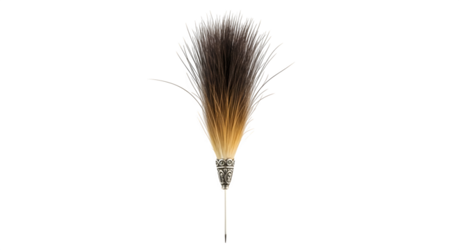 Closeup of a traditional bavarian whisk broom isolated on transparent background, a decorative item often used during oktoberfest celebrations