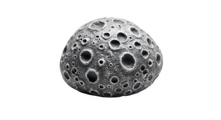 Lunar surface model isolated on transparent background, a miniature representation of the moons cratered landscape, ideal for educational or decorative purposes
