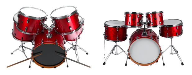 Set of Modern Drum Set with Sticks