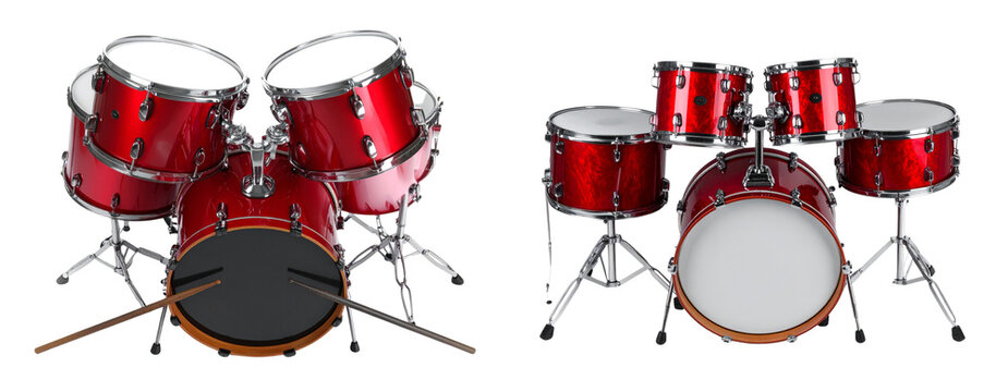 Set of Modern Drum Set with Sticks