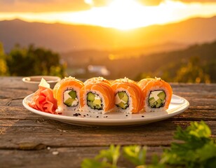 Sunset Sushi Roll Delightful Dish.
