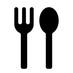 食器：シンプルなフォークとスプーンのアイコンイラスト001